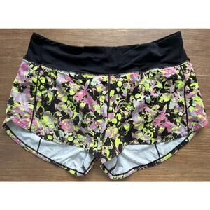 Lululemon Speed Up Running Shorts Floral Neon Pink Yellow Black Size 10